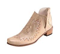 Short Boots Women's Block Heel Ankle Boots Women's Elegant Women's Boots Western Boots with Heel Retro Biker Boots Classic Ankle Boots Ankle Shoes Leisure Wedge Ankle Boots Slip-On Boots, gold, 8 UK