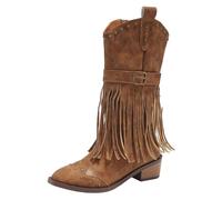 Short Boots, Women's Wide Ankle Boots, Chunky Heel, Snip Toe, Women's Boots, Suede High Boots, Cowboy Boots, Winter Boots, Slip-On Boots, Knee-High Boots, Winter Ankle Boots, brown, 9 UK