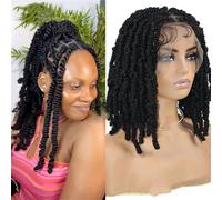 Short Box Braided Wigs For Black Women 12 Inch Crochet Hair Synthetic Short Boho Braiding Hair Wigs Extensions Hair