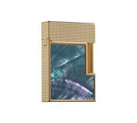 Short brass butane lighter, handmade, inlaid with colorful shells, classic flip cover, side sliding ignition, suitable for collection/business/gift(Brass2)
