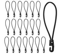 Short Bungee Cords with Hooks - Short Bungees 5.9" Elastic Straps - 15 cm Bungee Straps for Tents, Tarpaulins & Outdoor Gear - Pack of 20 Small Bungee Rope for Camping, Garden & Travel