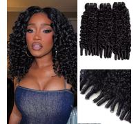 Short Burmese Curly Hair Bundles With Spiral Curls 12 12 12 Inches Emol Hair Quick Wave Bundles For Women Burmese Real Human Hair Weaves Extensions 12A High Grade 100% Unprocessed