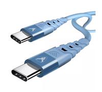 (Short Cable, Blue) Type C to Type-C Cable PD Fast Charger Braided Long USB C Leads Pastel Colours