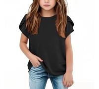 Short Cap Sleeve T Shirts Kids Crew Neck Casual Loose Summer Tops 5-14 Years Girl Athletic Clothes