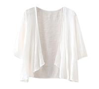 Short Cardigans For Women - Ladies Chiffon Cardigans- Basic Versatile Shrugs Boleros Regular Fit 3/4 Sleeve Outerwear Lightweight Dress Covers Up Soft Slim Cardigan Pure Color Summer Coats