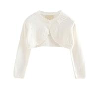 Short Cardigans Sweater for Girls Kids Long Sleeve One B ttons Solid Coats Tops Toddler Crochet Lightweight Clothes (White, 6-12 Months)