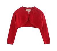 Short Cardigans Sweater for Girls Kids Long Sleeve One B ttons Solid Coats Tops Toddler Crochet Lightweight Clothes (Red, 6-12 Months)