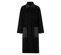 Short Coat with Leather Details - female - Marc Cain - Belted Coats - Black - M - Coats M