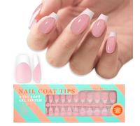 Short Coffin Gel Nail Tips French Tips-Pink Soft Gel Fake Nail Tips 15 Sizes 150Pcs Pre-Primer&Base Coat&Color Gels French Nail Tips, DIY Press On Nail Tips for Nail Extension