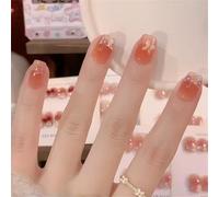 Short Coffin Press-On Fake Nails Glitter Butterfly Flower Nail Art Decoration French Cat's Eye Manciure for Women and Girls 24pcs
