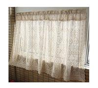 Short Cotton Kitchen Curtains, Embroidered Hollow Lace Cafe Half Curtains, Retro Rural Style, Ideal for Home Decor