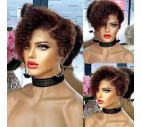 Short Curly Cut Wig 13X1 HD Transparent Lace Human Hair Wigs For Black Deep Curly Lace Wig Pre Plucked Hairline-10inches-250%-P4/30
