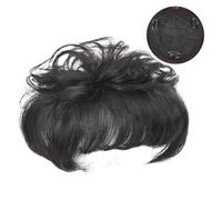 Short Curly Hair The Top Of The Head Replacement Piece Hair Covering White Hair Black Color Wig Short Synthetic Wigs(2)