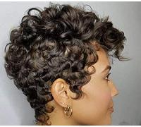 Short Curly Hair Wigs Human Hair Short Wigs,Short Curly Boy Cut Wig,for Black Women Natural Hair Pixie Wigs Brown