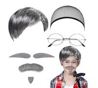 Short Curly Old Man Bald Cap Wig Mad Gray Scientist Synthetic Balding Halloween Anime Cosplay Costume Wigs，A