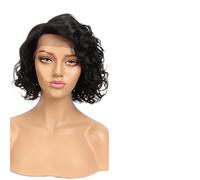 Short Curly Pixie Cut Bob Wig,8 Inch Short Curly Wig,Lace Front Wig Human Hair,Glueless Wig,With Baby Hair,Suitable for ladies to wear at daily parties(Black)