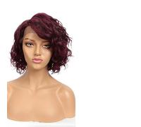 Short Curly Pixie Cut Bob Wig,8 Inch Short Curly Wig,Lace Front Wig Human Hair,Glueless Wig,With Baby Hair,Suitable for ladies to wear at daily parties(Wine red)
