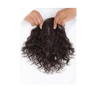 Short Curly Real Human Hair Topper Breathable Wiglets Hairpieces Clip in Top Hair Pieces Wavy Topper Wigs for Daily use (Color : Black)