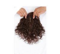 Short Curly Real Human Hair Topper Breathable Wiglets Hairpieces Clip in Top Hair Pieces Wavy Topper Wigs for Daily use (Color : Brown)