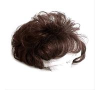 Short Curly Real Human Hair Topper With Front Bangs For Women, Toupee Clip In Hair Top Pieces, Fluffy Wavy Wigs With Crown B