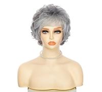 Short Curly Silvery Gray Old Lady Wig Fluffy Natual Wave Grey Hair Wigs for Women Natural Looking Adds Volume