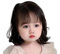 Short Curly Synthetic Hairpiece For Girls Lightweight Airy Design Gentle On Skin Costume Accessories Adjustable Lace Front Kids Wigs