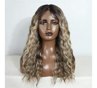 Short Curly Synthetic Lace Front Wig For Women 20 Inch Middle Part Lace Wig Blonde White Ginger Curly Wig