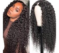 Short Curly V Part Wig Human Hair Short Curly Wigs For Black Women Beginner Friendly Vacation 12 Inch Natural Black 180% Density