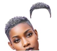 Short Curly Wig, 3.9 Inch Adjustable Grey Human Hair Wig with Mesh and Windproof Design, Realistic High Temperature Wire for Women, Decor