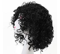 Short Curly Wig Fashionable Breathable High Temperature Fiber Wig Black Bouncy Wig for Daily Wear Work Date