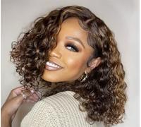 Short Curly Wigs,Medium Brown African Small Curly Short Curly Hair Chemical Fiber,Pixie Cut Wig,European and American Wigs,for Women A (A)