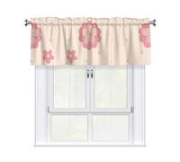 Short Curtains Valance - Rod Pocket Darkening Window Curtain Little Pink Cherry Blossoms Print Soft Valance, for Window 54x18in