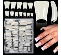 Short Curved Press On Nails, 120/504pcs Clear Duck Shape French Tips - Reusable False Nails for DIY, Salon, Party & Wedding Nail Art