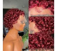 Short Cut Human Hair Wigs For Women Cut Black Color Curly Wigs Human Hair Glueless Blonde Water Wave Curly Wigs-6inches-180%-99J