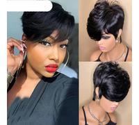 Short Cut Wigs Glueless Ready To Wear Glueless Straight Human Hair Wigs Water Wave Full Machine Made Wig With Bangs-Model inches-150density