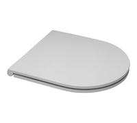 Euroshowers White Slimline Slim D Shape/Oval Shape ONE SEAT Soft Close Toilet Seat with Top Fix/Blind Hole Fittings and ONE Button Quick Release Hinges (Short D Slim)
