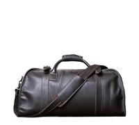 Short Distance Travel Genuine Leather Crossbody Travel Bag for Men's Top Layer Cowhide Large Capacity Casual Hand Luggage Bag Large Duffle Bag(Dark Brown)