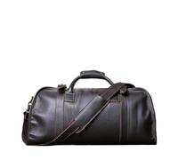 Short Distance Travel Genuine Leather Crossbody Travel Bag for Men's Top Layer Cowhide Large Capacity Casual Hand Luggage Bag for Travel(Dark Brown)