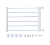 Short Dog Gate, 14" Tall Expandable Pet Gate with Metal Frame, Adjustable Small Dog Gate for Indoor Doorways and Staircases, Portable Step Over Gate for Medium Dogs, White