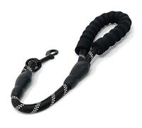 Short Dog Lead with Soft Padded Handles and Reflective Threads Walking Dog Rope Dog Lead Rope for Small Medium and Large Dogs (black)