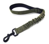 Short dog training and control leash, high-strength elastic traffic rope, with padded handle(Dark green)