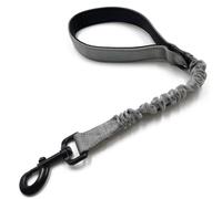 Short dog training and control leash, high-strength elastic traffic rope, with padded handle(Grey)