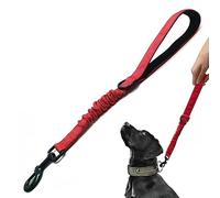 Short Dog Training Control Leash 18 Inch 1 Inch Wide Heavy Duty Elastic Traffic Bungee Leash with Padded Handle Suitable for Medium and Large Dogs(Red)
