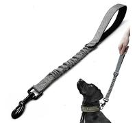 Short Dog Training Control Leash 18 Inch 1 Inch Wide Heavy Duty Elastic Traffic Bungee Leash with Padded Handle Suitable for Medium and Large Dogs(Grey)