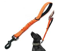 Short Dog Training Control Leash 18 Inch 1 Inch Wide Heavy Duty Elastic Traffic Bungee Leash with Padded Handle Suitable for Medium and Large Dogs(Orange)