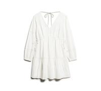 Superdry Ibiza Tiered Mini Long Sleeve Dress White L Woman