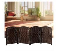 Short Dressing Screen Room Divider 4/5/6 Panel Folding Room Divider, Hand Woven Wicker Room Divider For Living Room, Bedroom And Office(Color-1,60X30CM-4 piece)