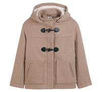 Short Duffle Coat with Fixed Hood and Zip-Up Fastening For Winter Use Beige Marl