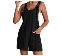 Short Dungarees for Women UK Adjustable Strap Summer Jumpsuit with Pockets Ladies Casual Loose Wide Leg Shorts Overalls Plain Baggy Dungarees Shorts for Going Out