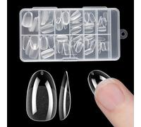 Short Ellipses Nail Tips -ZAHRVIA Soft Gel Full Cover Nail Tip for Soak Off Nails Extensions kit - 192PCS False Nails Acrylic12 Sizes